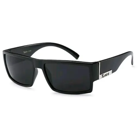 OG LOCS Slim Fit Wrap Around Style Side Logo Trendy Super Dark Sunglasses