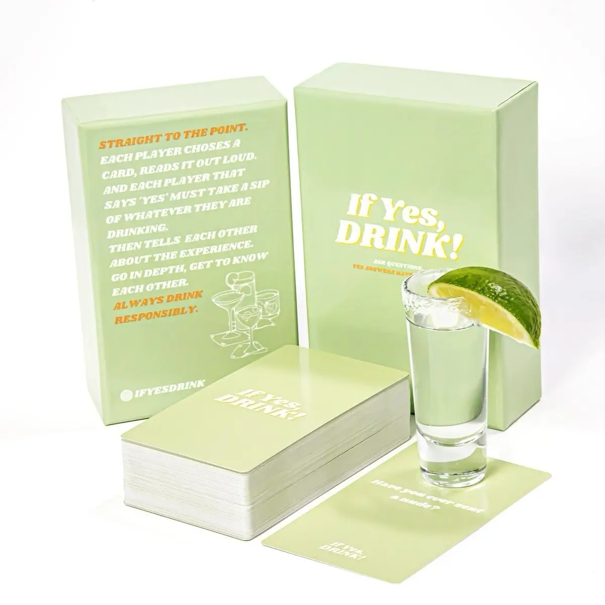 If Yes, Drink! - Conversational Drinking Game with 100 Unique Questions for Ages 12+ Fun Party Game Made in the USA