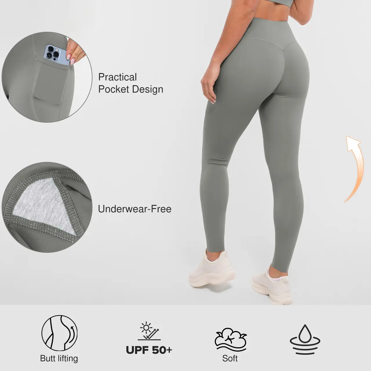 BRXL Women's High-Waisted No Front Seam 25" Yoga Pants - Buttery Soft Seamless leggings for women Butt Lifting with Pockets & UPF 50+ fall Outfits#Pa