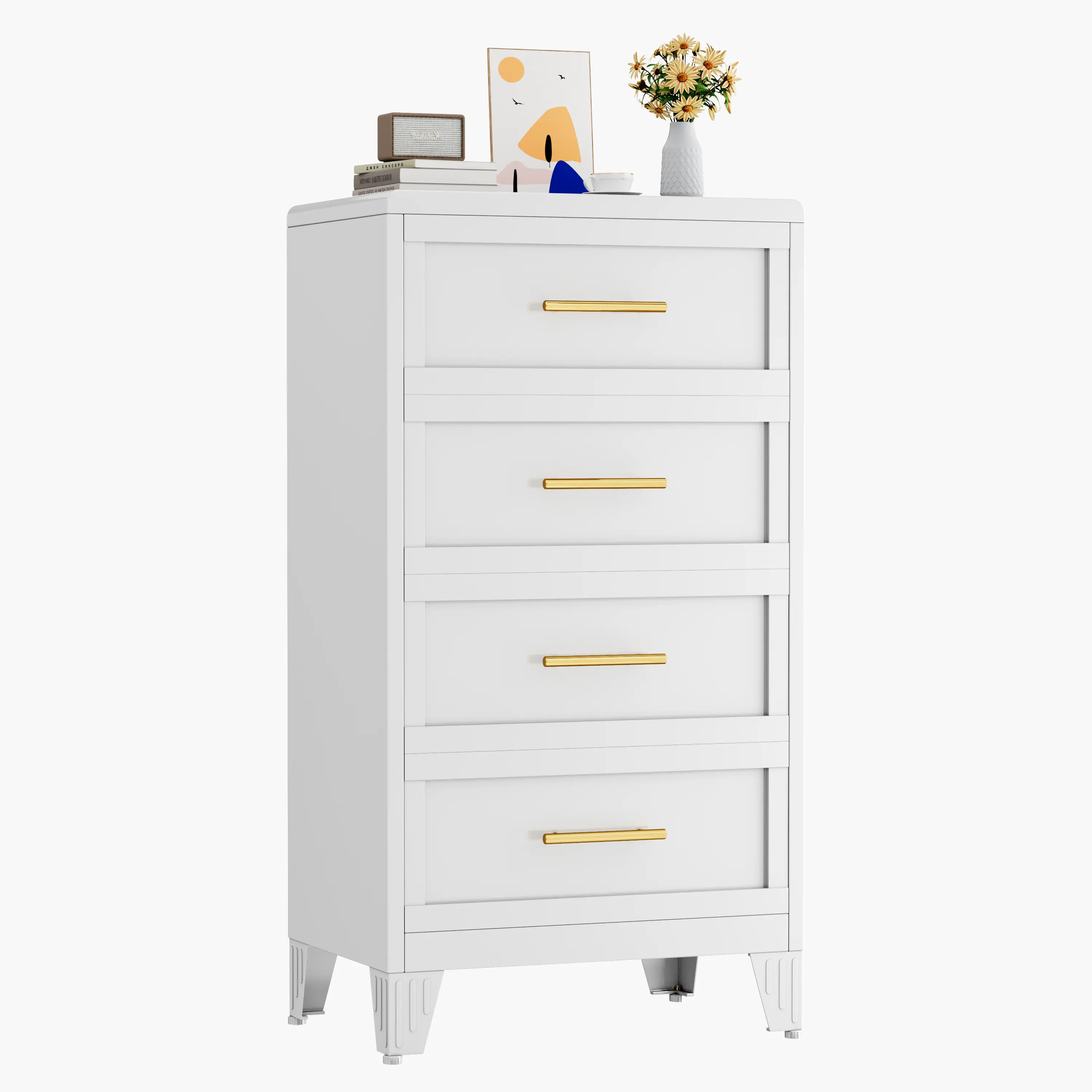 4 Drawers White