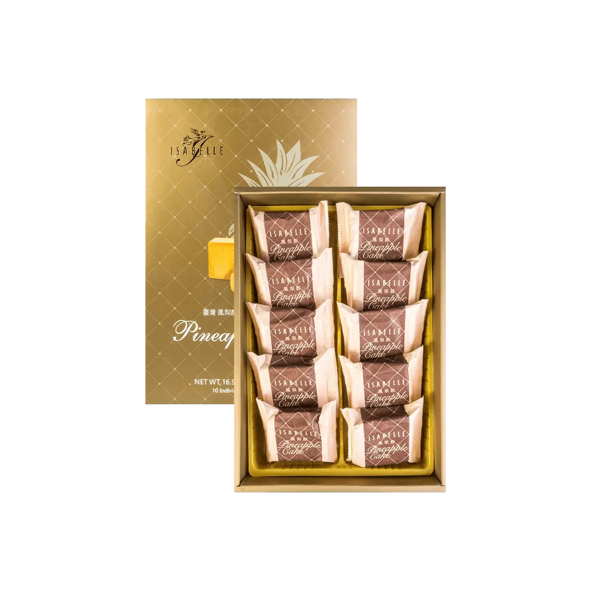 ISABELLE Taiwan Pineapple Cake 10pcs 480g Authentic Taiwanese Pastry Gift Box Popular Souvenir for Festivals