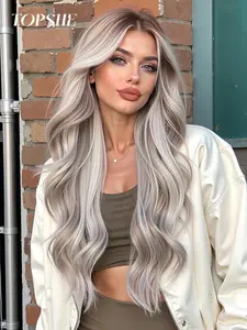 30 Inch Long for Women, Gorgeous Fluffy Deep Wavy Wigs without Bangs, Synthetic Lace Frontal Wigs for Party, Daily Use