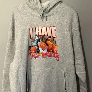 Sheatshirt - Gray Hoodie with "I Have Two Moods”Design and Graphic Print