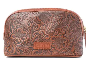 Saddlefire Embossed Leather Multi-pouch in Desert Oak by Myra
