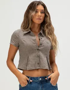 NECTAR CLOTHING Womens Button Up Woven Top