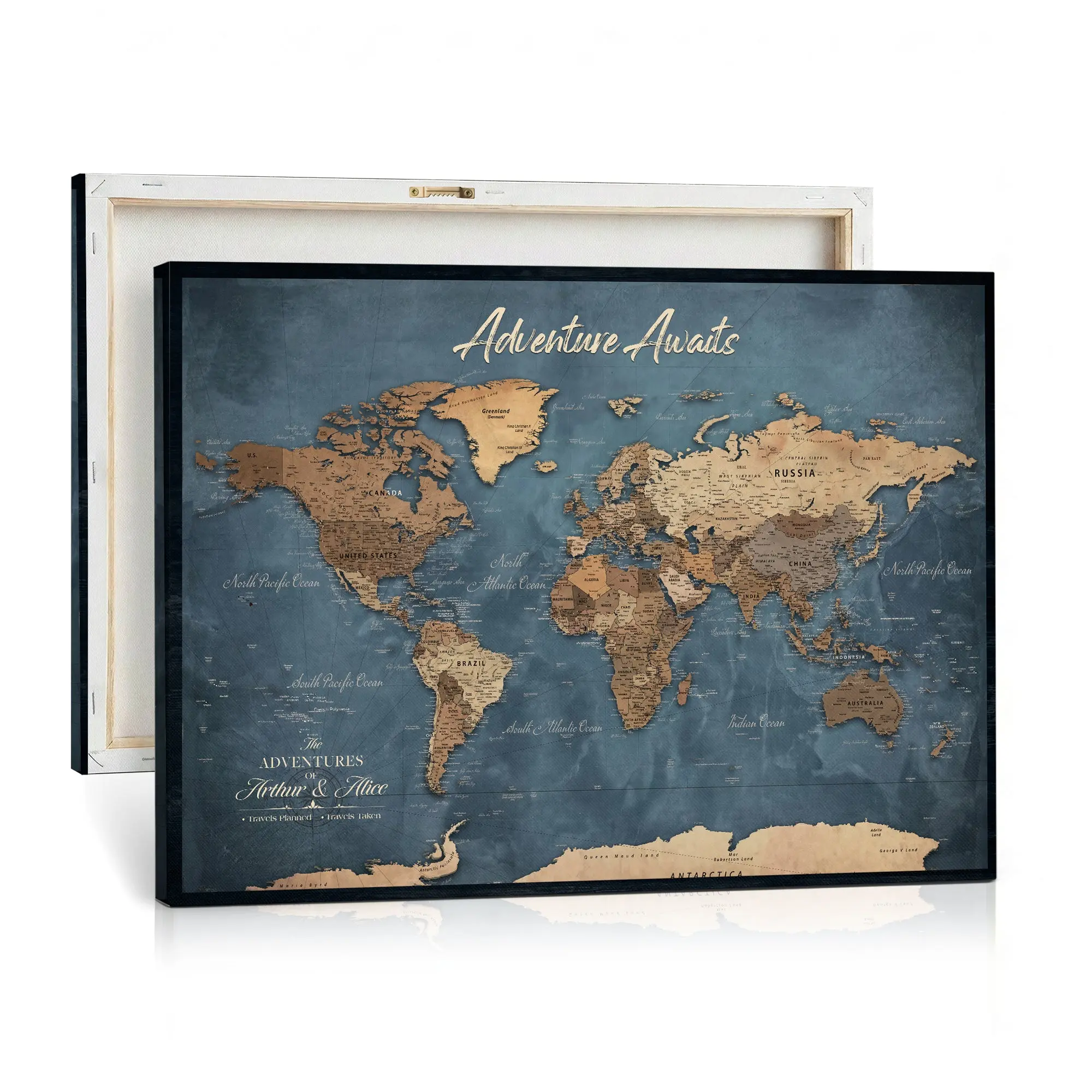 Custom Push Pin World Map Canvas | Personalized Travel Tracker | Wedding Anniversary Gift for Couples | Adventure Map Wall Art with Pins