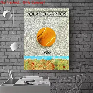 1 piece/set frameless canvas painting print poster, Sports activities art，Roland Garros 1986 Tennis Poster，a perfect gift for Tennis loves, ideal gift for bedroom, living room, dorm hallway, kitchen, mural, wall decoration, room decor