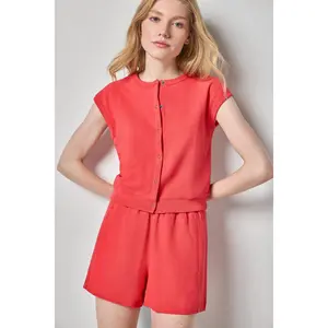 Textured Terry Sleeveless Cardigan