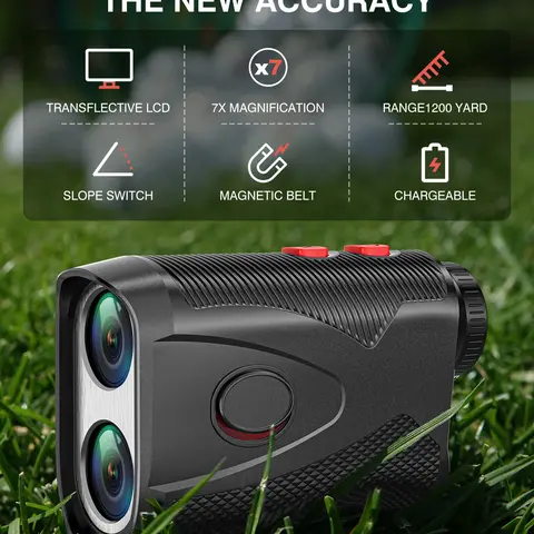 Golf Rangefinder with Slope 1200Yds for Golf, Laser Range Finder 7X Magnification, Flag Lock Vibration, Magnetic Mount, 0.5yd Accuracy, Six Measurement Modes, IP54 Water Resistant, USB-C Rechargeable for Hunting Bowhunting