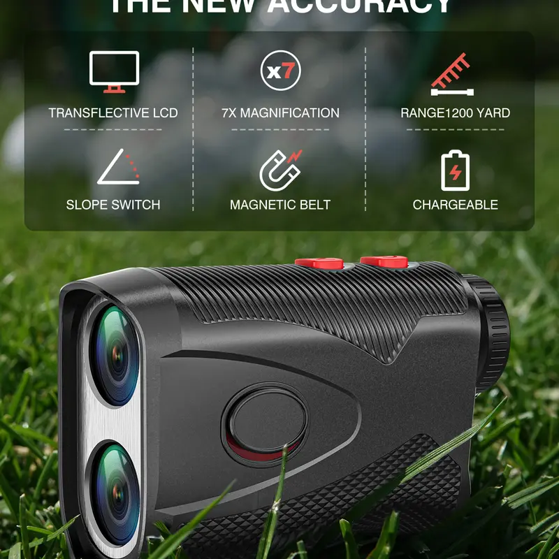 Golf Rangefinder with Slope 1200Yds for Golf, Laser Range Finder 7X Magnification, Flag Lock Vibration, Magnetic Mount, 0.5yd Accuracy, Six Measurement Modes, IP54 Water Resistant, USB-C Rechargeable for Hunting Bowhunting