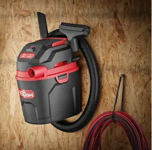 Hyper Tough VH1053502 1.5 gal, 2 HP, Corded Electric, Foam, Cloth Wet/Dry Vacuum Cleaner for Concrete, Carpet, Hardwood, Wood 10 ft Hose, Black with Lightweight, Handheld