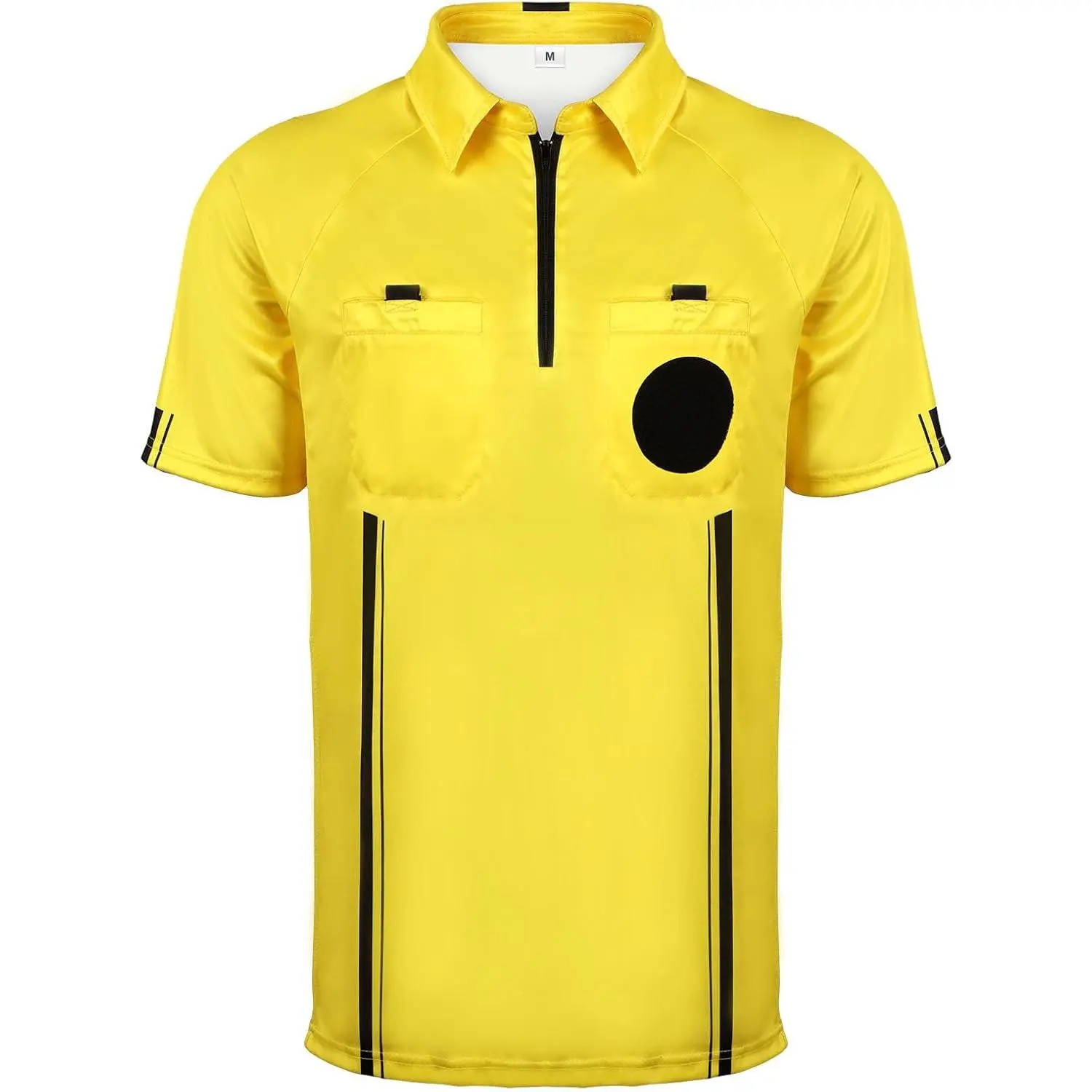Soccer Referee Jersey, Yellow/Green Referee Shirt, Men’s Official Pro Soccer Referee Shirt with Pockets