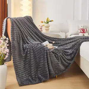 Ultrafiber Super Soft 3D Striped Sofa Blanket Lightweight Warm Bohemian Throw for Home Travel All Season Machine Washable Large Size Classic Design