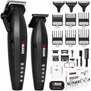 WMARK NG-8632 KIT, Professional Metal Hair Clipper Kit For Men,Cordless Hair Clipper and Trimmer Set For Barber Shop ,Wireless High Speed Adjustable Clipper Combo,LED display,Recharable Trimmer SET,Mens gift