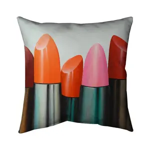 360 Stand Decorative Pillow - 16x16 in, Vibrant Bold Pink Contemporary Lipstick Print, Unique Style Statement Piece, Polyester Fill, Cozy Reading Nook Textile Soft Furnishing Bedding Linen Accessory, Accent Piece