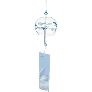 Japanese Wind Chimes Whale Pattern Glass Wind Bells Handmade Pendants for Birthday Gift, Home Christmas Party Decorations
