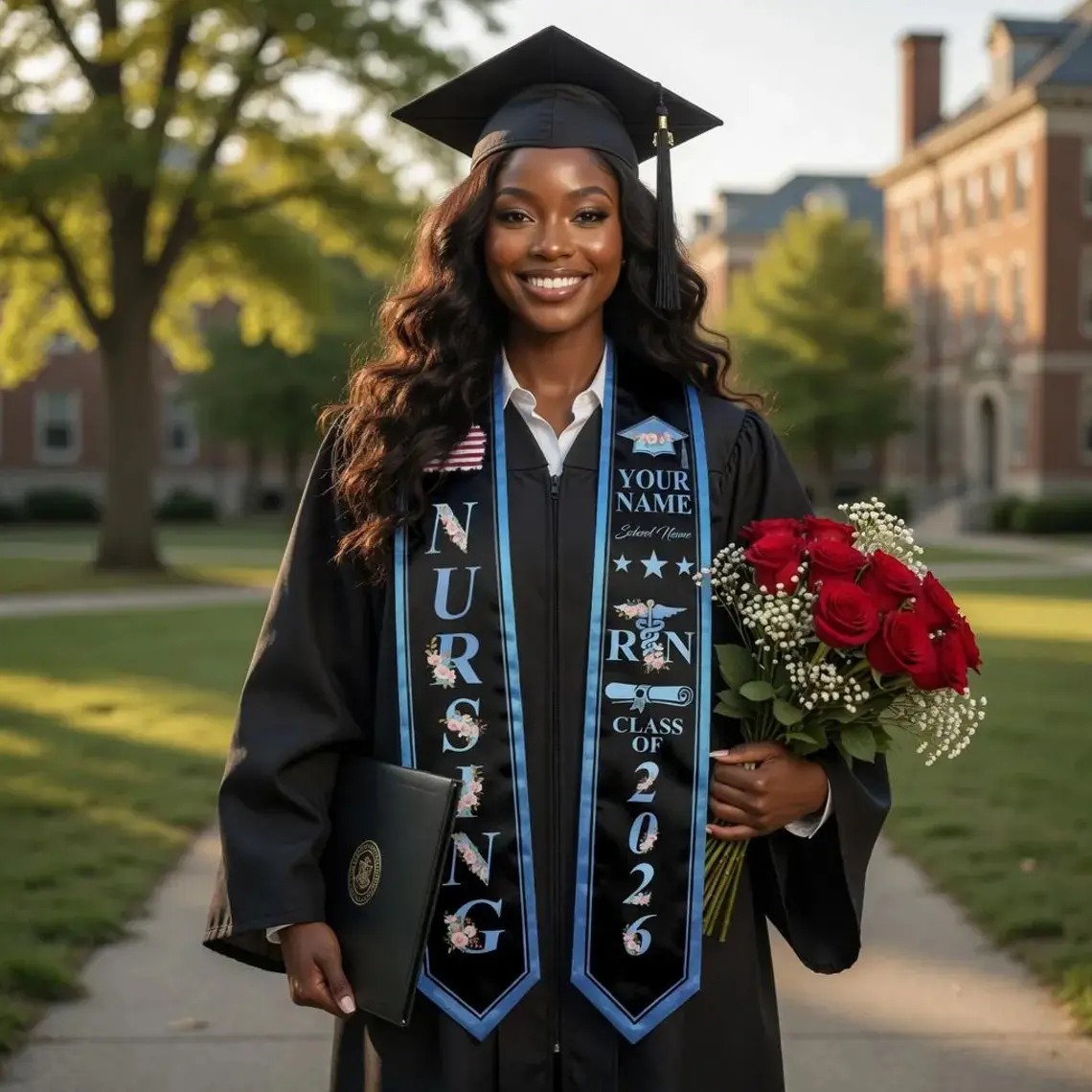 Custom RN Nursing Graduation Stole 2026 – Personalized Nurse Sash & Name Print & Nursing School Grad Gift
