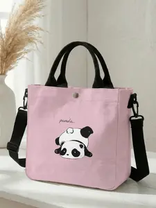 1 piece of 2D printed fashion crossbody bag with panda pattern, adjustable shoulder strap + snap closure | students/suit-and-tie workers/street outings | a street essential that combines aesthetic appeal and practicality