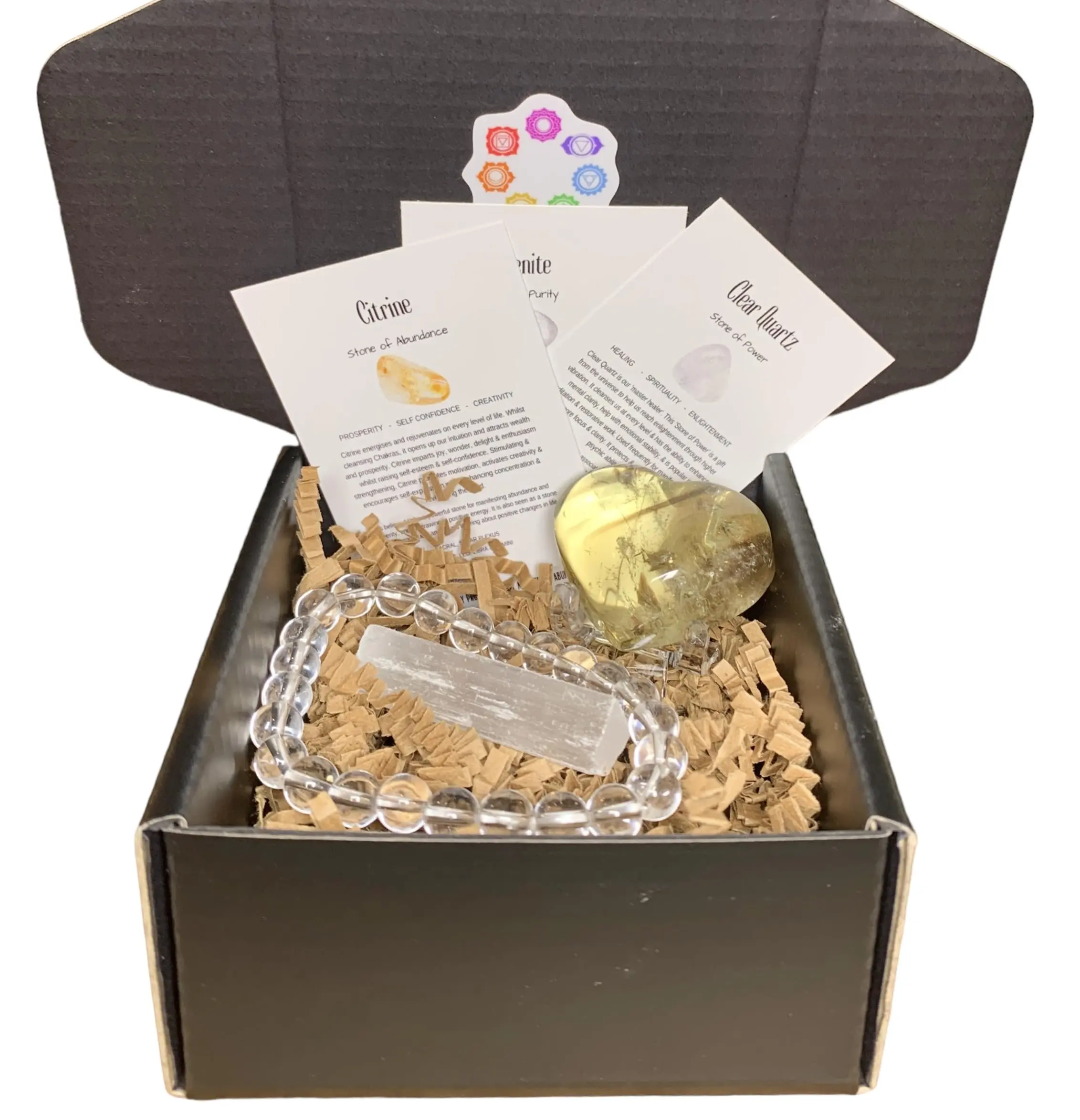 Crystal AAA Citrine Palm Stone Heart (includes stand) with Clear Quartz 8mm Bracelet ~ Gift Set with Complimentary Selenite ~ Hand Carved Natural Stone ~ 45 grams ~ Reiki ~ Metaphysical ~ Zen
