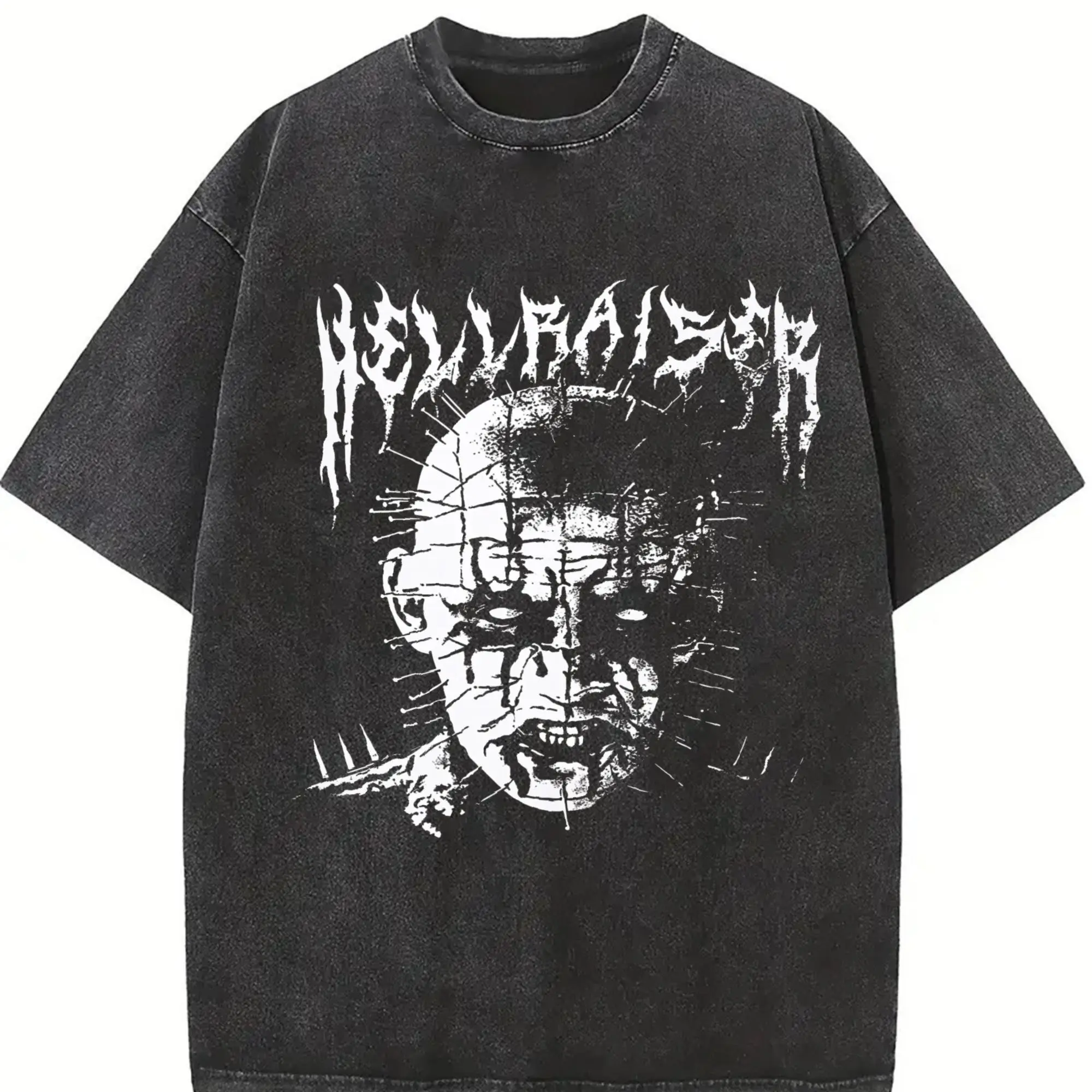 Men's Vintage Washed Hellraiser Horror Print Tank Top, Gothic Punk Sleeveless Muscle Tee, Retro Horror Movie Graphic Shir