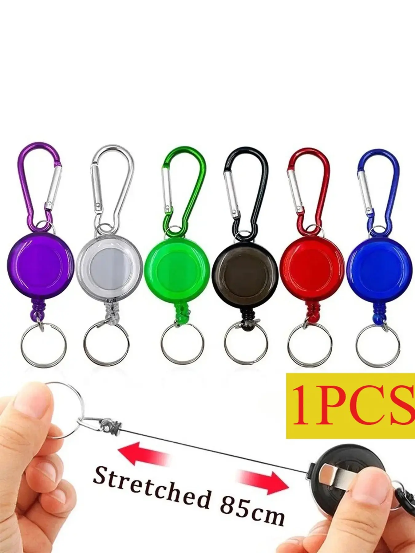 Stretchable Steel Wire Rope Keychain Spring Clip Buckle Outdoor Key ...