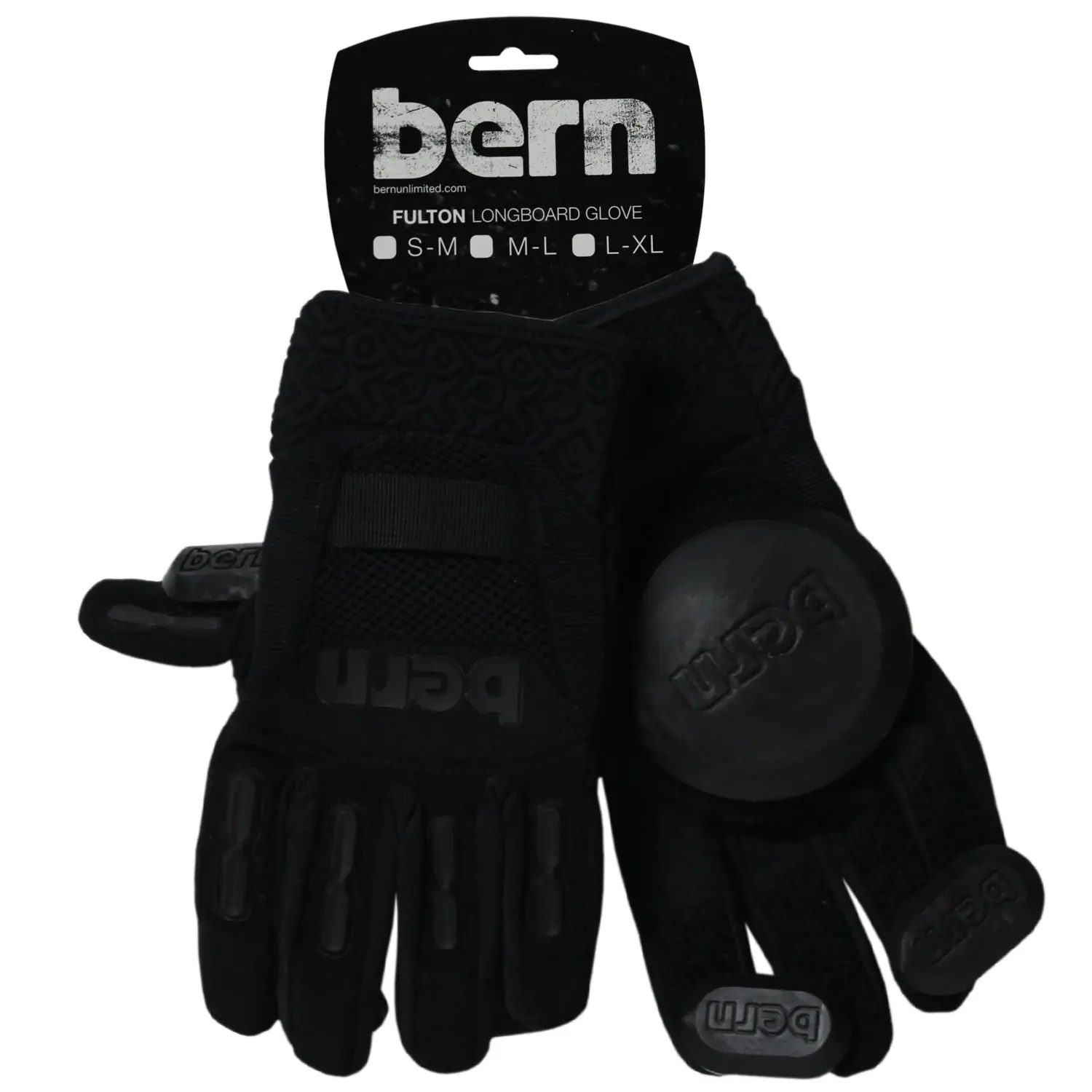 Bern Longboard Slide Gloves Fulton Black M/L (Pair, Includes Pucks)