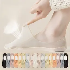 5 Pairs Ice Silk No Show Socks for Women, Invisible Ultra Low Cut Liner Breathable Non-Slip Socks for Flats Loafers