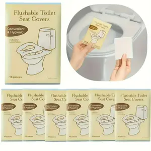 5 Packs - 50 Disposable Portable Flushable Toilet Seat Covers, Toilet Seat Protector, Individually Packaged Bathroom Protection Pads, Suitable for Travel, Hotels, Trains, and Planes, Portable Travel Bag