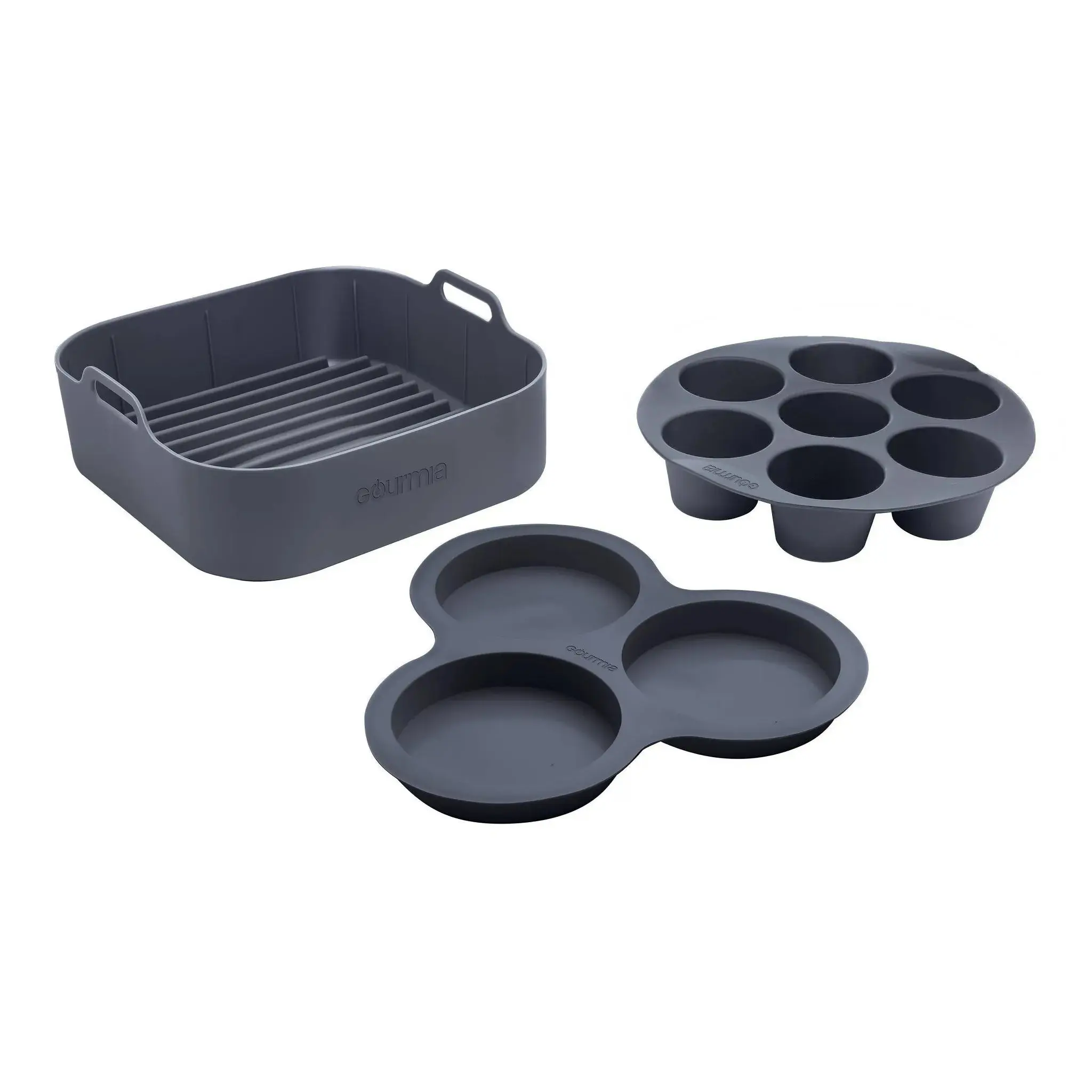 Gourmia 3-Piece Silicone Air Fryer Accessory Set - Basket Liner, Egg Bites Mold & Muffin Pan