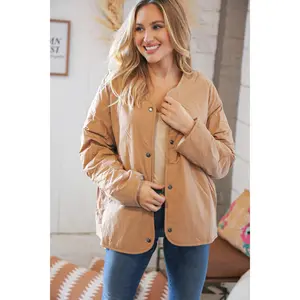 Tan Sherpa Snap Closure Fur/Reversible Lined Jacket