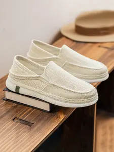 Men's Summer Linen Breathable Shoes, Soft Sole Anti-Slip Lightweight Casual Commuter Driving, Versatile Daily Wear Slip-On Sneakers