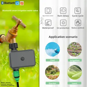 Smart Home Garden Irrigation Water Valve, Bluetooth Tuya App Controlled Sprinkler Timer, Automatic Garden Irrigation Machine, Water Saving Timing Irrigation Device, Easy to Install for Home Garden, Lawn, Flower Bed & Yard