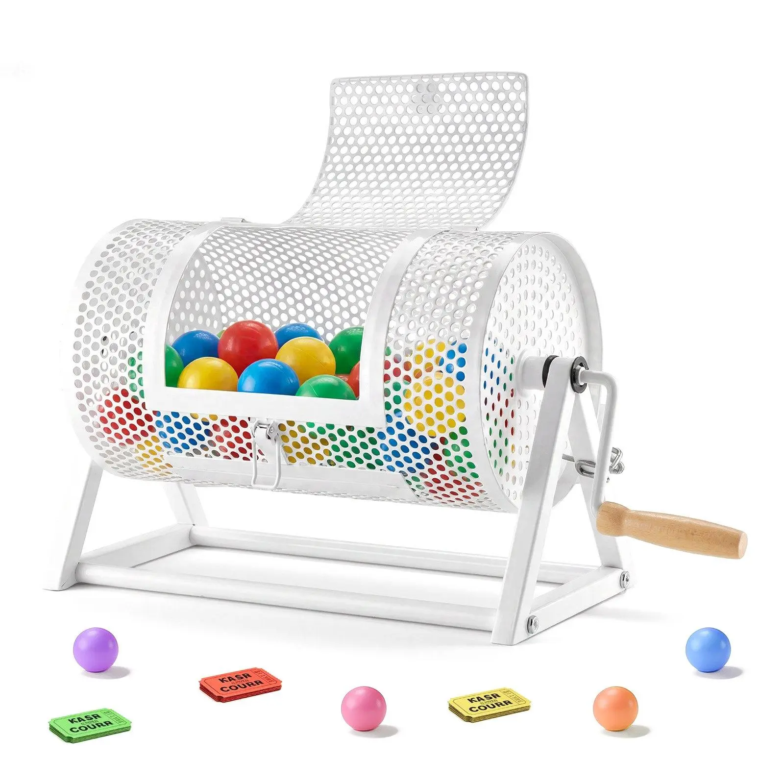 Raffle Ticket Spinner Drum - 11.6"x6.6" Lottery Spinning Cage, Holds 2500 Tickets or 100 Ping Pong Balls, Reinforced Handle, Stable Triangular Stand, for Adult Party Events (Toys & Hobbies, Party Games)
