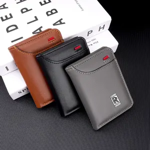 PU Leather Car Logo Wallet, Driver's License Case, Portable Credit Card Purse, Fits Rolls-Royce Cullinan Phantom Ghost Wraith Dawn