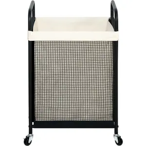 Laundry Hamper, 90L Rolling Laundry Sorter Cart with Removable and Washable Liner Bag, Rolling Clothes Hamper with Metal Handle for Laundry Room and Bedroom