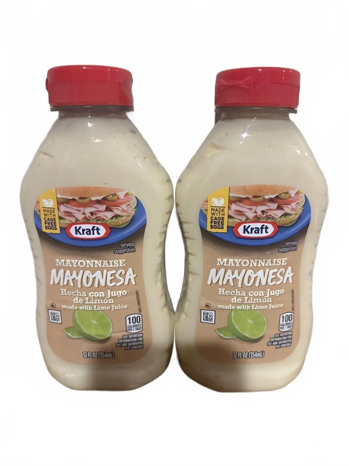 Lot of 2 Kraft Mayonnaise With Lime Juice Mayo Mayonesa 12 oz