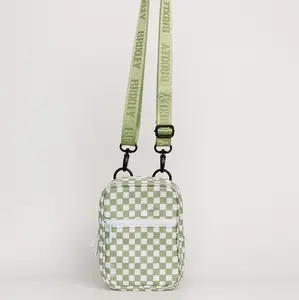 Green Checkered Crossbody Sling Green Checkered Crossbody Sling