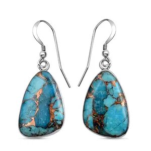 Western Turquoise Earrings for Women in 925 Sterling Silver Drop Dangle Earrings Fashion Boho Cowgirl Accessories Vintage Turquoise Jewelry for Women Birthday Christmas Gifts