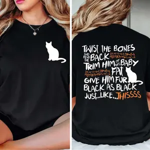 Funny Twist The Bones Shirt, Halloween Gift Shirt for Women,Black Cat Shirt,Cute Hocus Pocus Halloween Shirt, Fall Lover Tee