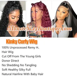 Curly Preplucked 4C KinKy Curly Edges 13X4 Hd Lace Front Human Hair Wig