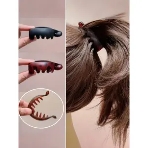 2 Pcs Women Anti-Slip Banana Hair Clips, Vintage Oval Leopard Print, Amber &, Perfect for Ponytails, Bun Hairstyles, Fashion Accessories, Hair Claws Set