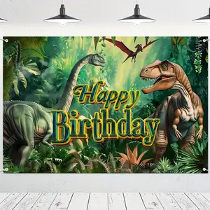 Dinosaur Birthday Decorations, Happy Birthday Banner, Party Wall Hanging Backdrop, Dinosaur Theme, Dinosaur World Banner, Party Supplies, Party Background Decoration
