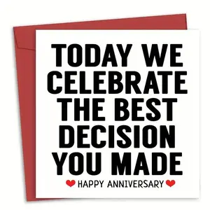 Anniversary Card for Husband or Wife, 1 Count Marriage Slogan Gift, Happy Anniversary Card, Perfect for Celebrating Love and Commitment
