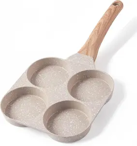 Egg Pan Omelette Pan, 4-Cup Nonstick Granite Omelette Skillet - Pancake Pan and Healthy Egg Cooker Suitable for Gas Stove & Induction Cookware Frying Thick