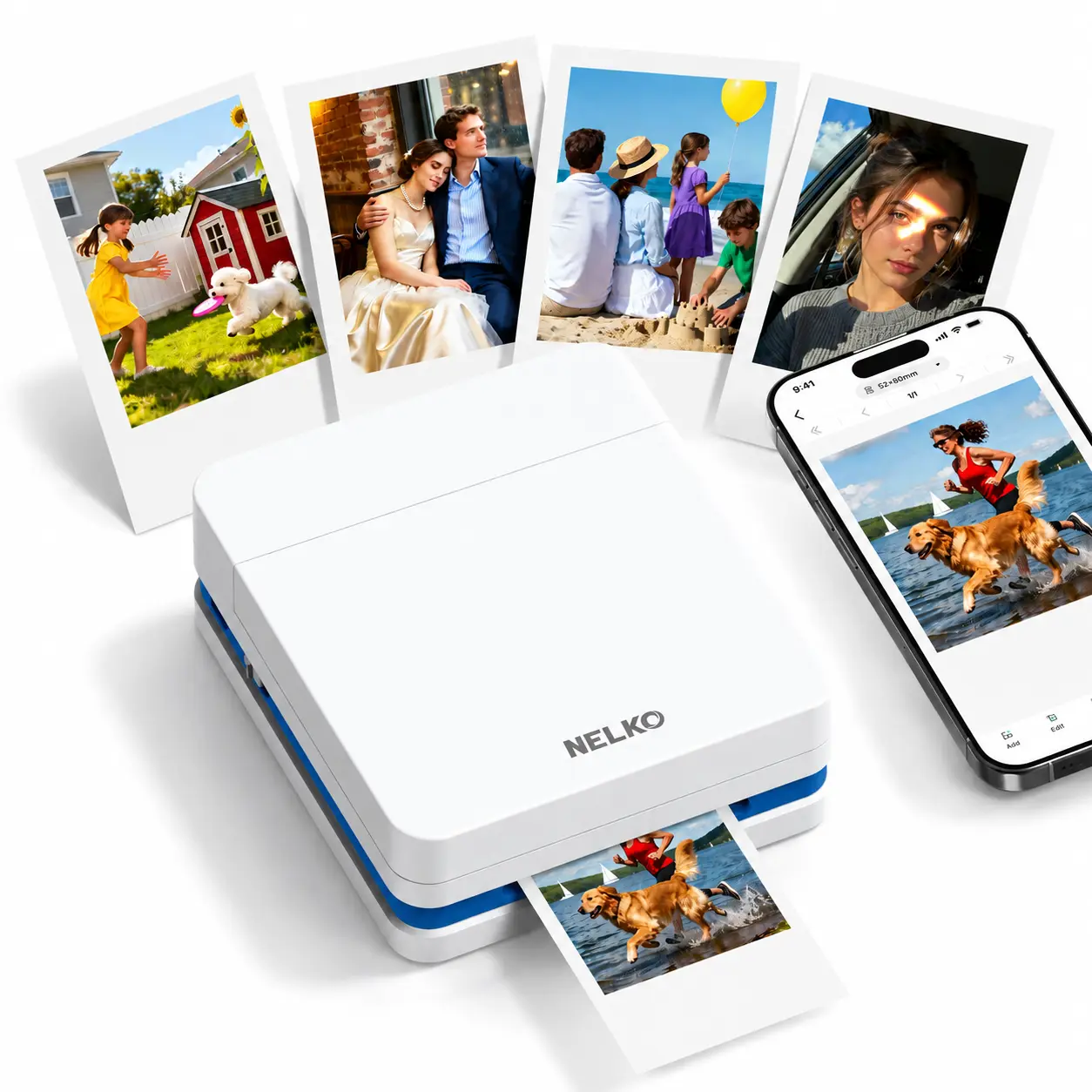 Nelko PP01 Portable Mini Color Wireless Mobile Photo Printer - Bluetooth-Compatible with iOS & Android, Instant Sticky-Back Photos, Fun Editing App, Ideal for Party Favors, Travel Journals, DIY Projects, Valentine's Day Gift