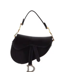 Pre-owned Dior Crystal, Velvet Shoulder Bags Christian Saddle Handbag Velvet with Crystals Mini by Rebag