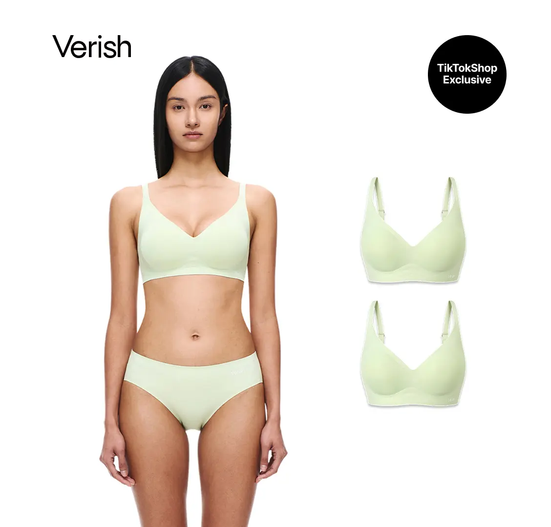 [VERISH] Cool Fit Bra Volume Fit (2-PACK BUNDLE) - SIZE UP RECOMMENDED - Seamless Wireless Push Up Bra for Women - 2.3cm Padded Breathable Cooling Fabric