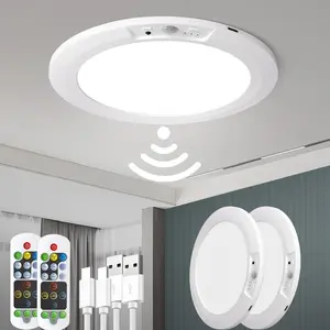 Rechargeable Motion Sensor Ceiling Light, Wireless Battery Operated LED Light with 8000mAh Battery, 5 Color Temperatures, Dimmable Brightness, Remote Control, Magnetic Installation, Timer Function for Bathroom, Closet, Garage
