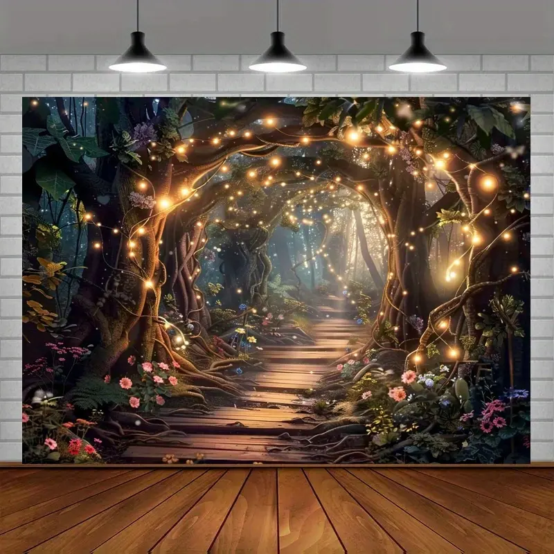 Sage Green Large Wall Art Prints Enchanted Forest Scene Tapestry Backdrop Vibrant Polyester Fabric with Glowing Pathway &Lush Greenery,Versatile for Parties,Weddings Photo Sessions,Home Decor,Party Backdrop Decorative Durable Tapestry,Forest Wall Tapestry