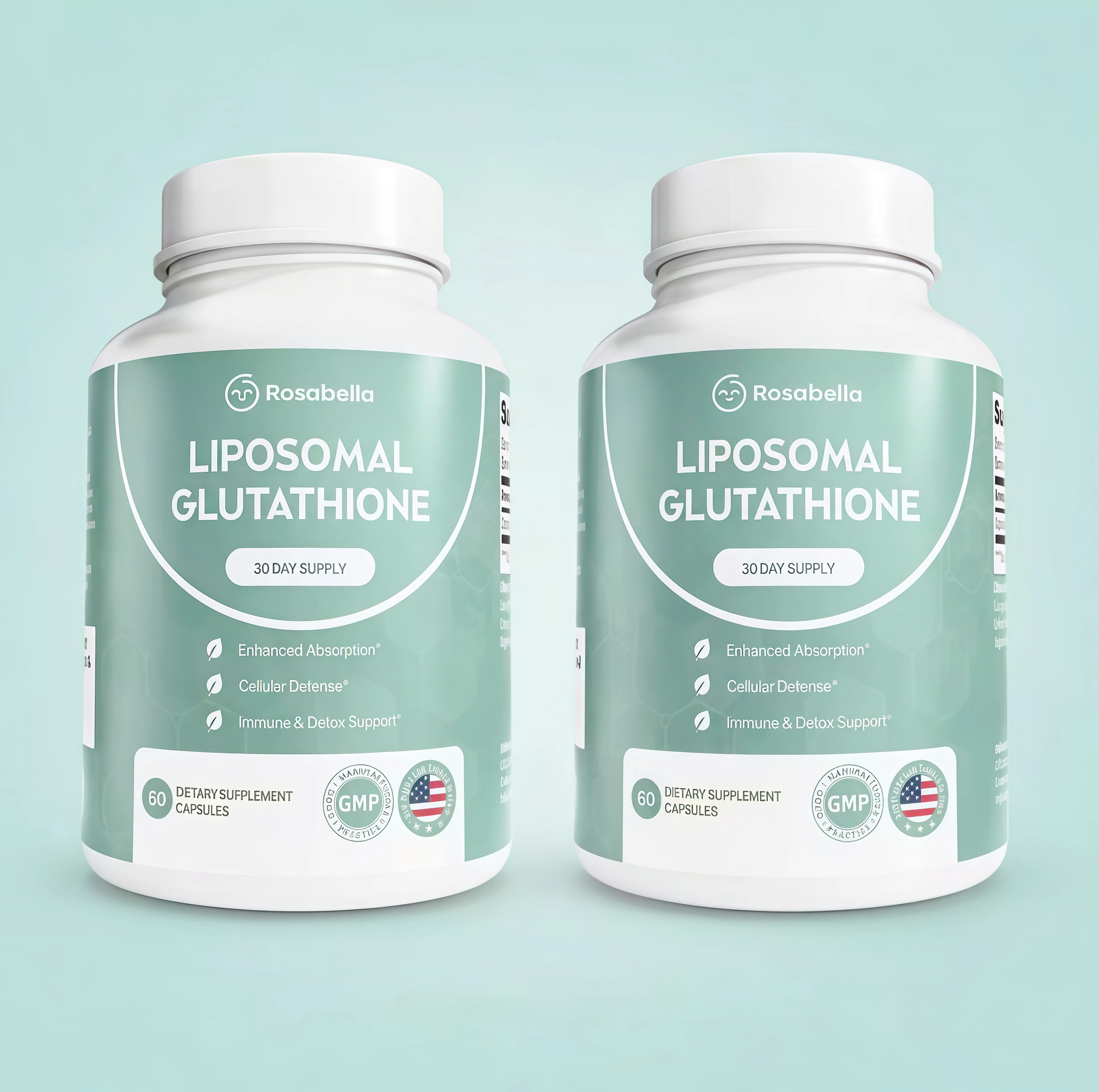 2 Pack Liposomal Glutathione Capsules VZ– Skin Glow, Immune & Detox Support (60 Count) - Rosabella